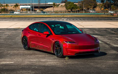 Ultra Red Tesla Model 3 on 19-Inch UP-RW FF Wheels