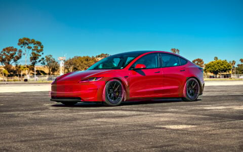 Ultra Red Tesla Model 3 on 19-Inch UP-RW FF Wheels