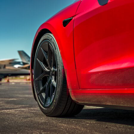Ultra Red Tesla Model 3 on 19-Inch UP-RW FF Wheels