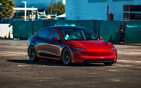 Ultra Red Tesla Model 3 on 19-Inch UP-RW FF Wheels