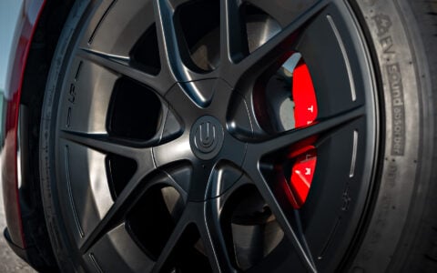 Ultra Red Tesla Model 3 on 19-Inch UP-RW FF Wheels