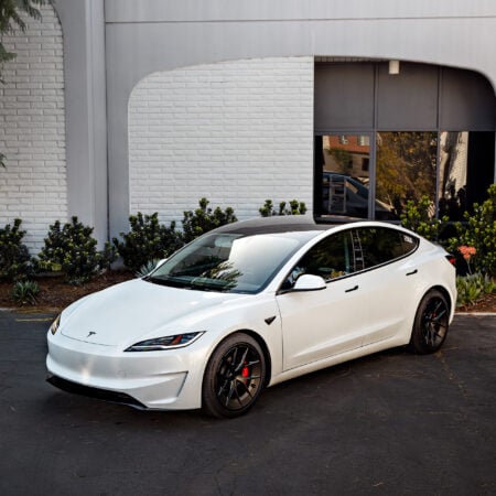 Pearl White Tesla Model 3 on 19-Inch UP-RW FF Wheels