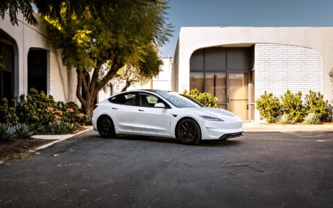 Pearl White Tesla Model 3 on 19-Inch UP-RW FF Wheels