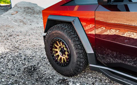 Dark Red Tesla Cybertruck on 18-Inch UP Forged UP-03 Beadlock Wheels