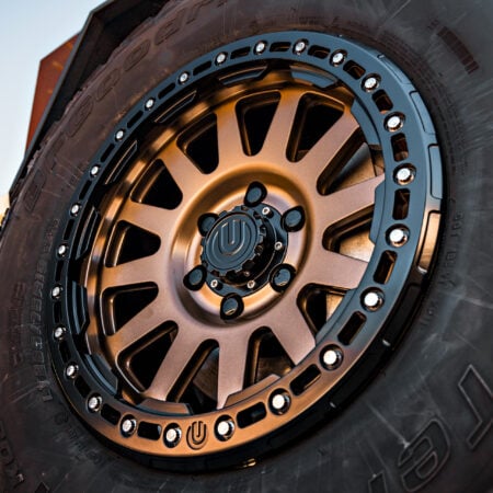 Dark Red Tesla Cybertruck on 18-Inch UP Forged UP-03 Beadlock Wheels