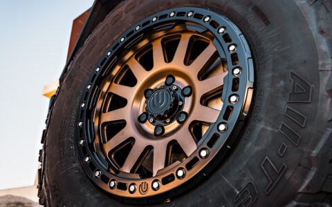 Dark Red Tesla Cybertruck on 18-Inch UP Forged UP-03 Beadlock Wheels