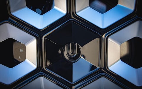 White Tesla Model S Plaid on 21-Inch UP Forged CYBRHEX Wheels 18 White Tesla Model S Plaid on 21-Inch UP Forged CYBRHEX Wheels