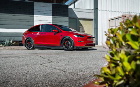 Ultra Red Tesla Model X on 20-Inch UP Forged UP-05 Wheels