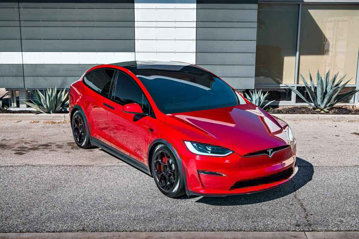 Ultra Red Tesla Model X on 20-Inch UP Forged UP-05 Wheels