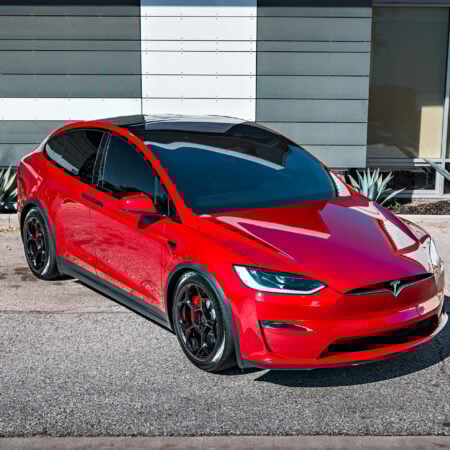 Ultra Red Tesla Model X on 20-Inch UP Forged UP-05 Wheels