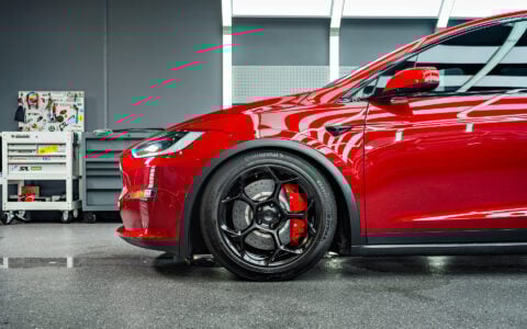 Ultra Red Tesla Model X on 20-Inch UP Forged UP-05 Wheels