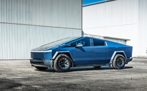 Blue Metallic Wrapped Tesla Cybertruck on UP Forged UP-RW Wheels