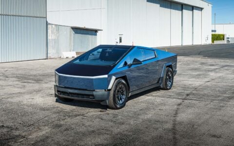 Blue Metallic Wrapped Tesla Cybertruck on UP Forged UP-RW Wheels