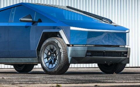 Blue Metallic Wrapped Tesla Cybertruck on UP Forged UP-RW Wheels