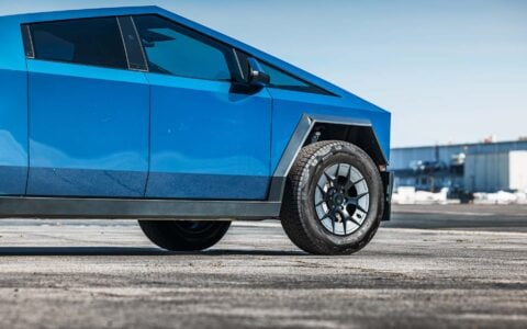 Blue Metallic Wrapped Tesla Cybertruck on UP Forged UP-RW Wheels
