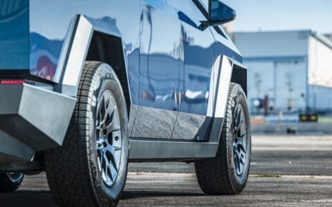 Blue Metallic Wrapped Tesla Cybertruck on UP Forged UP-RW Wheels