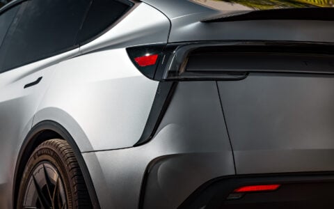 Stealth PPF Quicksilver Tesla Model Y Juniper on UP-RW 19x8.5 ET 32 Forged Wheels and Aero Kit Unplugged Performance 10