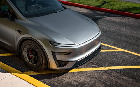 Stealth PPF Quicksilver Tesla Model Y Juniper on UP-RW 19x8.5 ET 32 Forged Wheels and Aero Kit Unplugged Performance 3