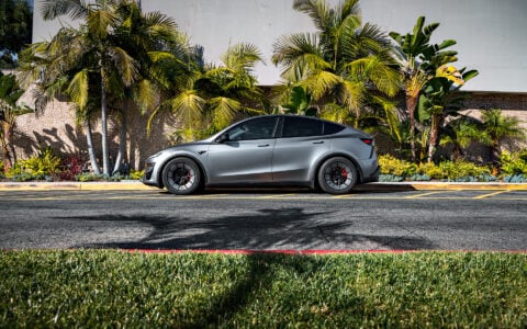 Stealth PPF Quicksilver Tesla Model Y Juniper on UP-RW 19x8.5 ET 32 Forged Wheels and Aero Kit Unplugged Performance 9