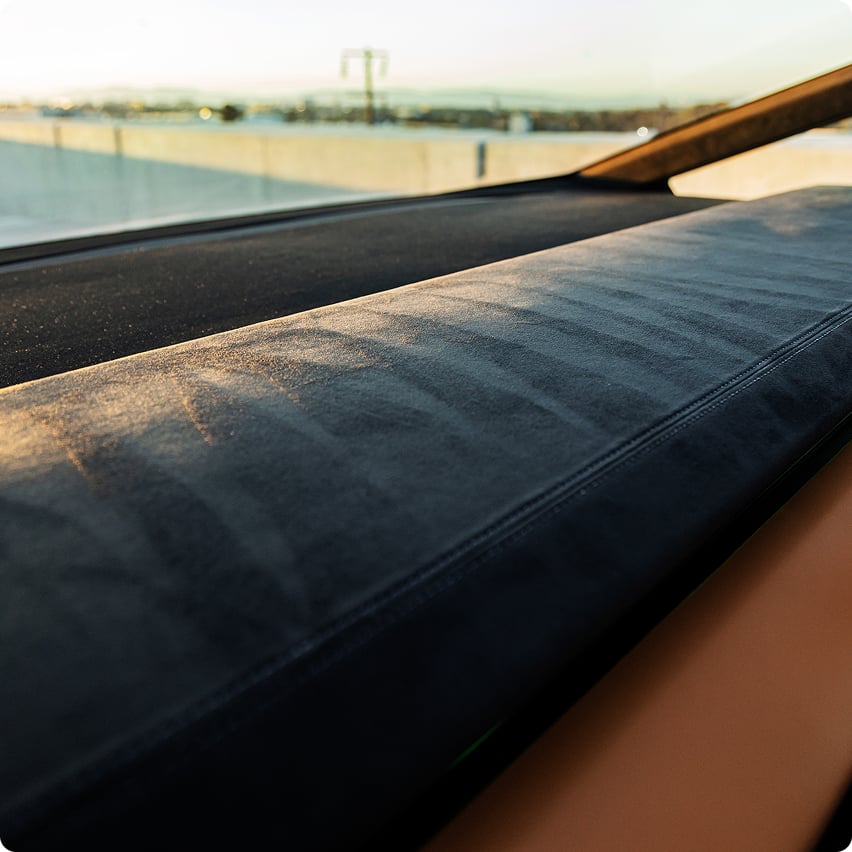 Alcantara dashboard and headliner installation