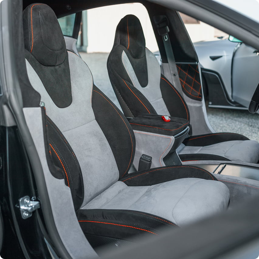 Custom Alcantara Tesla sport seats