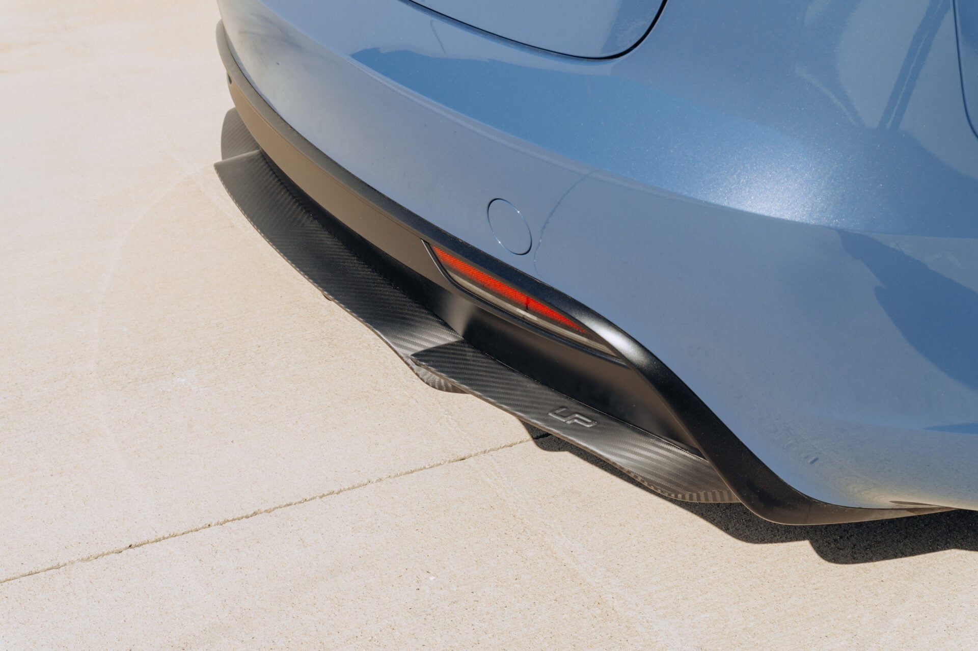 Build Your Model 3, One Piece at a Time: Carbon Fiber Upgrades In Stock 1 9.23 Frost Blue Model 3 Performance Satin Carbon Fiber Diffuser Extension & UP-05 Wheel Showcase-1