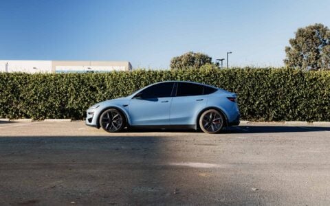 Frost Blue Metallic Tesla Model Y 2026 Juniper Performance Perfect Flush Fitment Kit Unplugged Performance 2