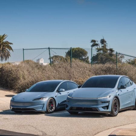 Featured Image for Frost Blue Metallic Tesla Model Y and Model 3 on UP-RW Forged Wheels article