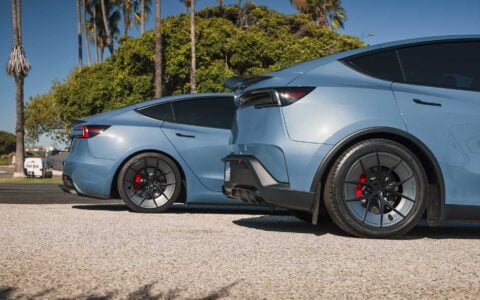 Frost Blue Metallic Tesla Model Y Performance and Model 3 Performance on UP-RW Forged Wheels Unplugged Performance 10