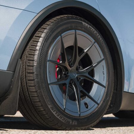 Frost Blue Metallic Tesla Model Y and Model 3 on UP-RW Forged Wheels