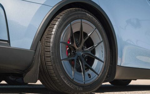 Frost Blue Metallic Tesla Model Y Performance and Model 3 Performance on UP-RW Forged Wheels Unplugged Performance 11
