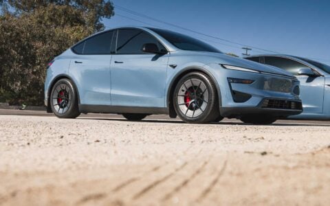 Frost Blue Metallic Tesla Model Y Performance and Model 3 Performance on UP-RW Forged Wheels Unplugged Performance 6