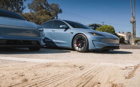 Frost Blue Metallic Tesla Model Y Performance and Model 3 Performance on UP-RW Forged Wheels Unplugged Performance 7