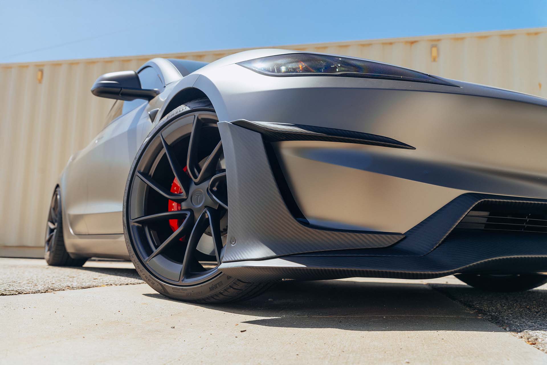 Build Your Model 3, One Piece at a Time: Carbon Fiber Upgrades In Stock 4 Grey Model 3 Performance Full Satin Carbon Fiber Aero Kit Unplugged Performance 2