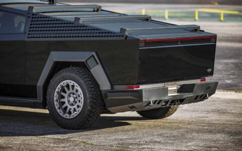 Tesla Cybertruck Hardcore Steel UP INVINCIBLE Rear Bumper with optional swing arm or side step add ons Unplugged Performance 3(1)
