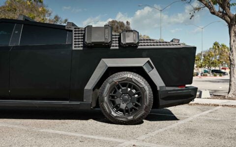 Tesla Cybertruck on UP INVINCIBLE Base Protection Kit + More 16 Tesla Cybertruck UP INVINCIBLE Bumpers Carbon Fiber Hood System And Rock Sliders Unplugged Performance 16