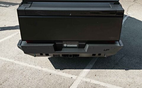 Tesla Cybertruck on UP INVINCIBLE Base Protection Kit + More 17 Tesla Cybertruck UP INVINCIBLE Bumpers Carbon Fiber Hood System And Rock Sliders Unplugged Performance 17
