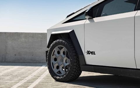 Tesla Cybertruck XPEL White PPF UP Forged CYBRHEX 22-inch Wheels in Satin Titanium Unplugged Performance 9