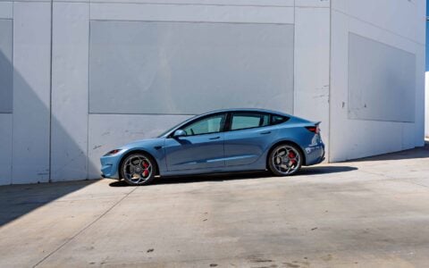 Frost Blue Metallic Tesla Model 3 Performance on 20-Inch Satin Titanium UP-05 Wheels 8 Tesla Model 3 Performance Highland on 20-Inch UP-05 Satin Titanium Forged Wheels Unplugged Performance 10