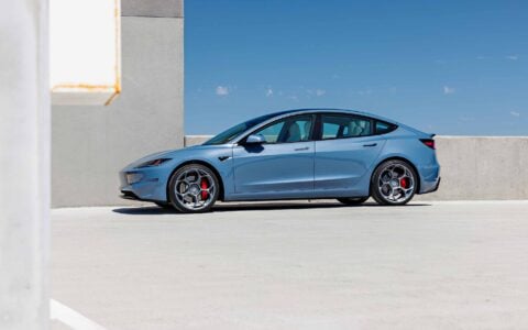 Frost Blue Metallic Tesla Model 3 Performance on 20-Inch Satin Titanium UP-05 Wheels 3 Tesla Model 3 Performance Highland on 20-Inch UP-05 Satin Titanium Forged Wheels Unplugged Performance 4