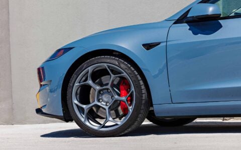 Frost Blue Metallic Tesla Model 3 Performance on 20-Inch Satin Titanium UP-05 Wheels 4 Tesla Model 3 Performance Highland on 20-Inch UP-05 Satin Titanium Forged Wheels Unplugged Performance 5