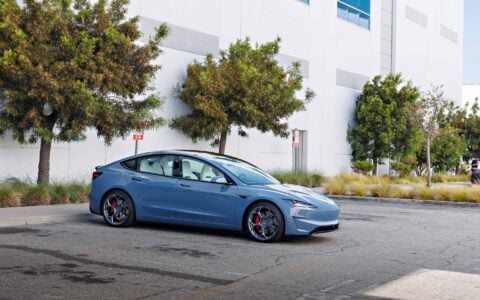 Frost Blue Metallic Tesla Model 3 Performance on 20-Inch Satin Titanium UP-05 Wheels 7 Tesla Model 3 Performance Highland on 20-Inch UP-05 Satin Titanium Forged Wheels Unplugged Performance 9